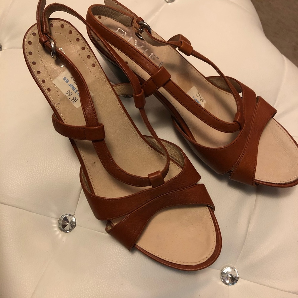 New with price tags Brown leather sling back heels